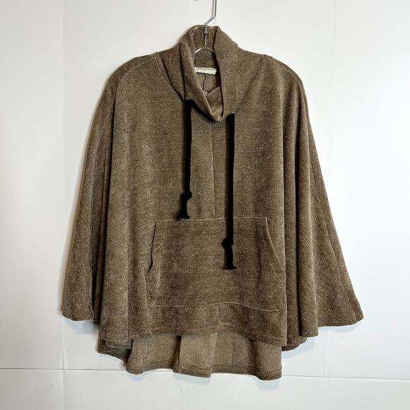 Goodnight Macaroon Cowl Neck Pullover Poncho Brown Womens Small - Picture 2 of 8